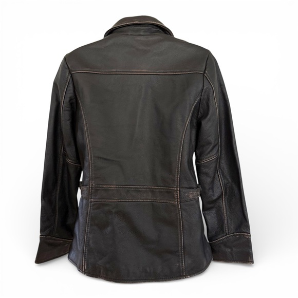 Lucky Brand dark brown genuine leather jacket zip front size small - Picture 3 of 16